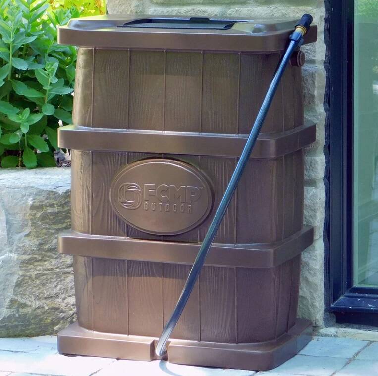 45-Gal Plastic Rain Barrel & Hose