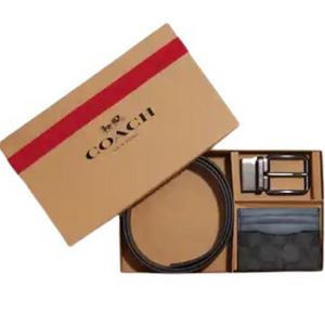 Coach Men's Card Case & Belt Gift Set