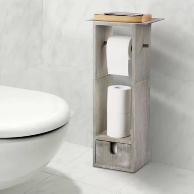 Freestanding Wood Toilet Paper Holder