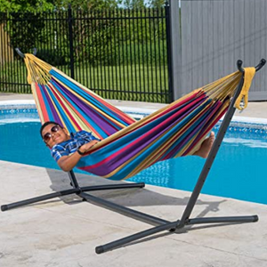 Double Cotton Hammock w/ Steel Stand