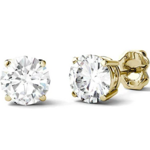 2CTW Moissanite 14K Gold Studs