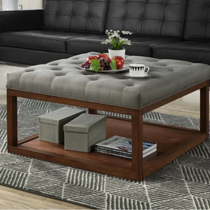 Wood Upholstered Storage Ottoman