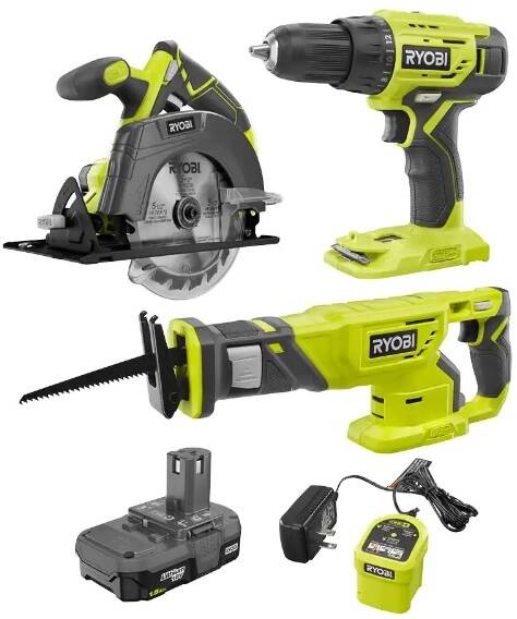 Ryobi ONE+ 18V Cordless 3-Tool Combo Kit w/ Battery & Charger