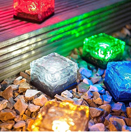 4-Pack Solar Glass Brick Light