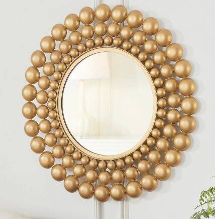 Gold Bubble Round Accent Mirror