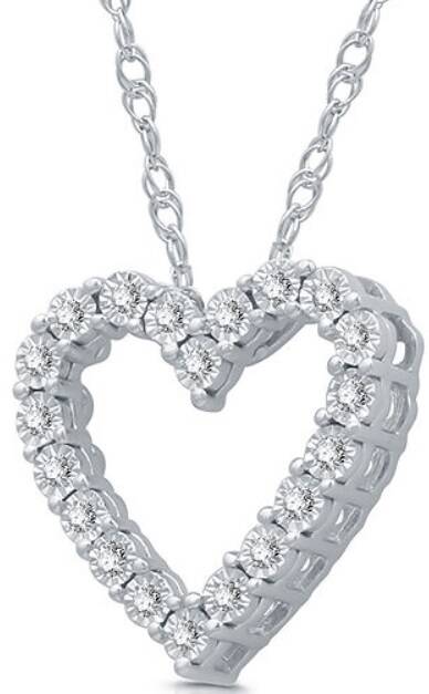 1/10 CT. T.W. Diamond Sterling Silver Heart Pendant Necklace