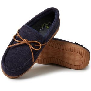 Dearfoams Men's Memory Foam Wool Moccasin Slippers