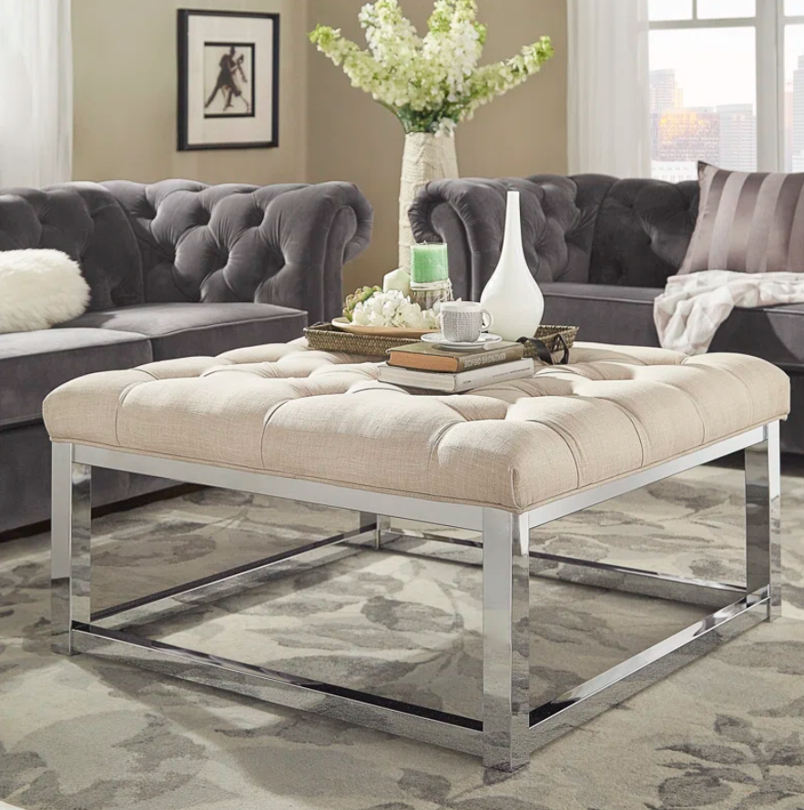 Tufted Upholstered Ottoman Table