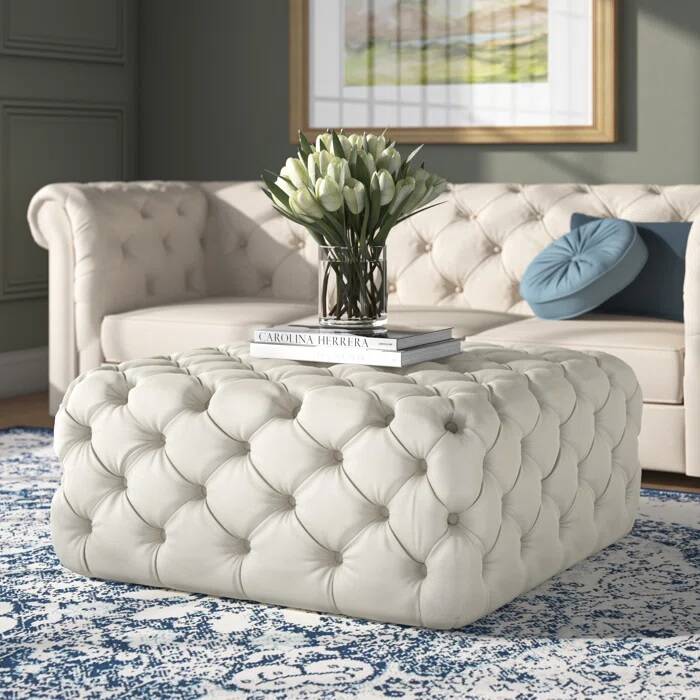 Velvet Tufted Square Cocktail Ottoman