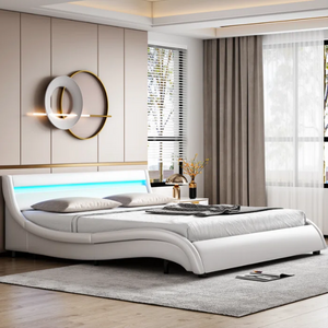 LED Frame Queen Platform Bed