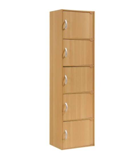 5-Shelf Wood Standard Bookcase w/ Doors