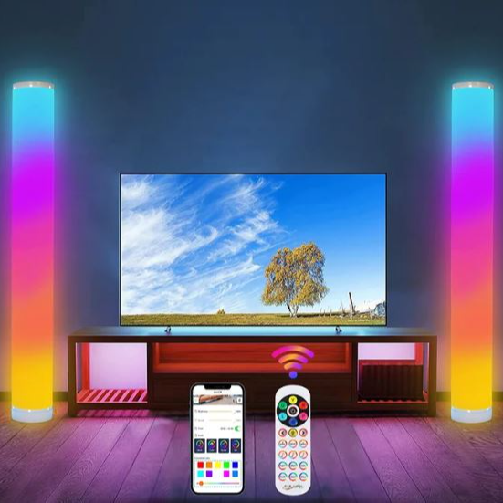 Set of 2 Color LED Smart Floor Lamps w/ App