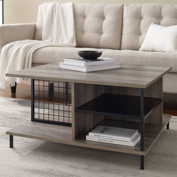 Geometric Metal & Wood Coffee Table