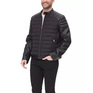 DKNY Mixed Media Quilted Racer Men's Jacket