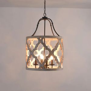 Wood 4-Light Farmhouse Chandelier