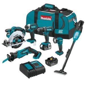 Makita 6-Piece 18V Cordless Drill Driver/ Impact Driver, Saw, Vacuum & Light Kit