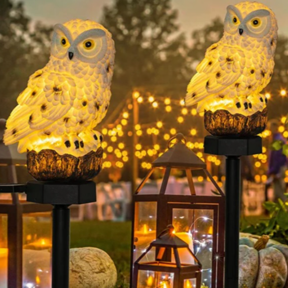 2-Pack Owl Solar LED Lights