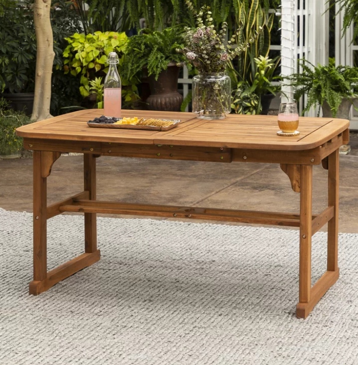 Solid Wood Extendable Patio Dining Table