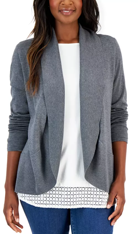 Karen Scott Petite Shawl-collar Cardigan