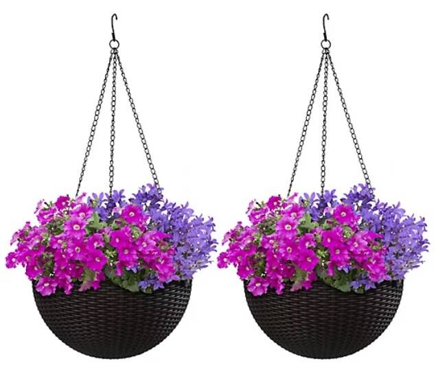 Set of 2 Wicker Hanging Planters