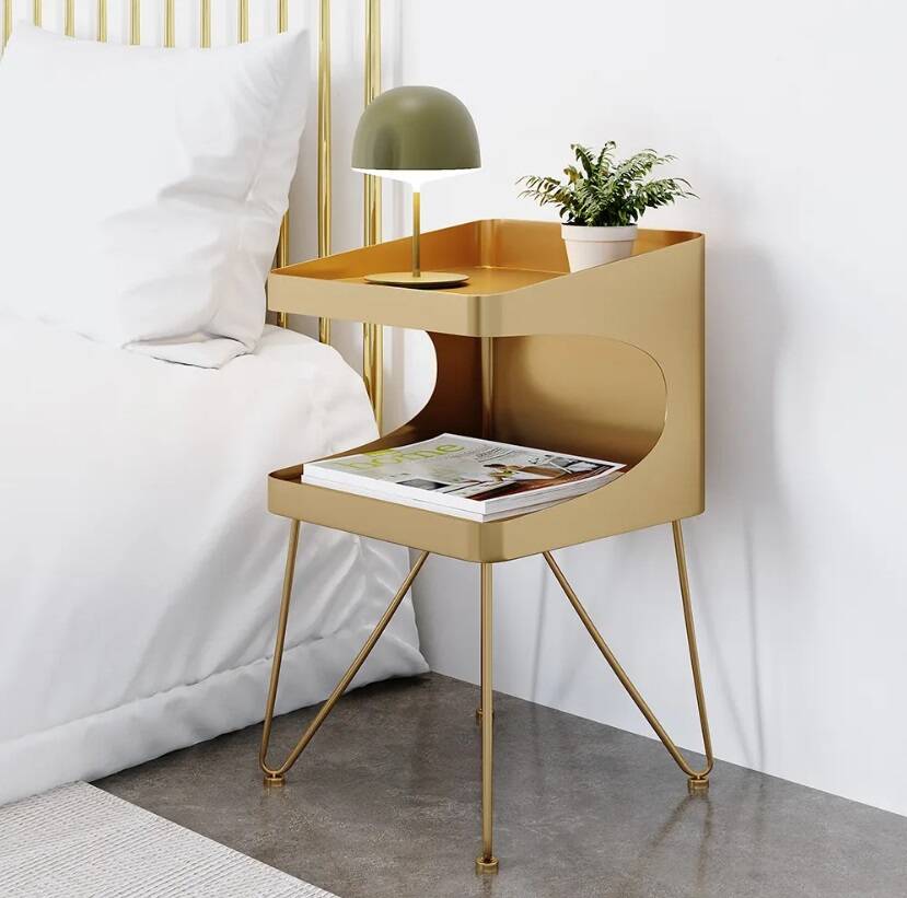 2-Shelf Metal Nightstand