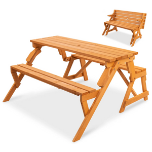 2-in-1 Wood Picnic Table/Garden Bench