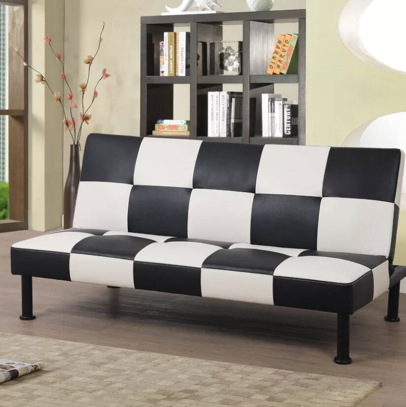 Faux Leather Armless Sleeper Sofa