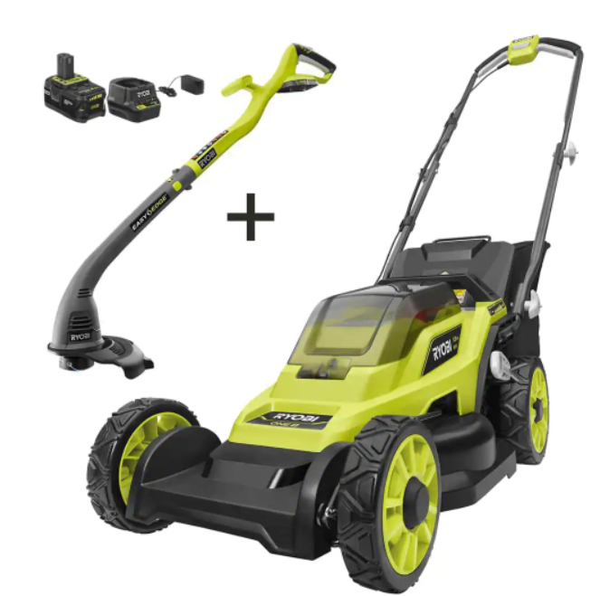 Ryobi ONE+ 18V 13'' Cordless Push Lawn Mower & String Trimmer