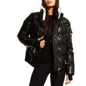 SAM Leather Down Puffer Bomber Jacket