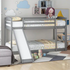 Pine Wood Twin Bunk Bed w/ Slide & Ladder