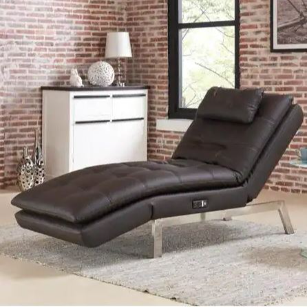 Faux Leather Convertible Chaise Lounge w/ USB