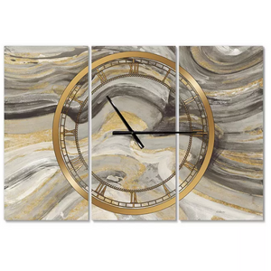 Designart Glam 3 Panels Metal Wall Clock