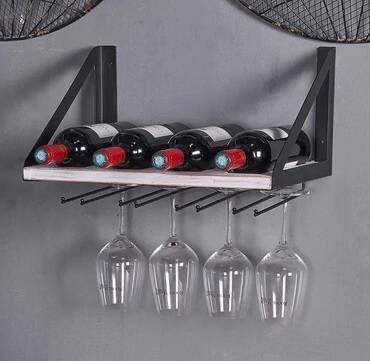 4-Bottle Wall Mount Wine Glass Rack