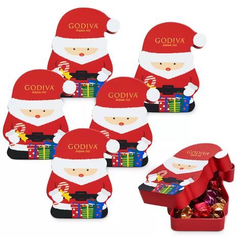 Set of 6 Godiva Chocolate Santa Gift Boxes