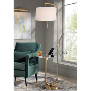 Antique Brass USB Table Floor Lamp