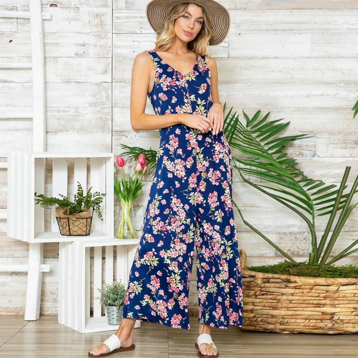 Floral Sleeveless Jumpsuit