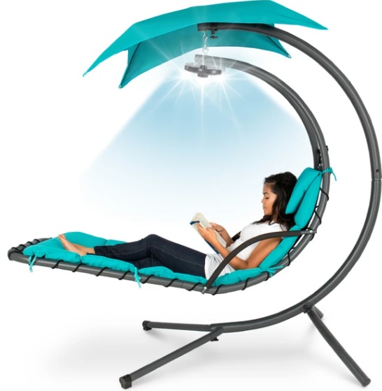 Hanging LED-Lit Curved Chaise Lounge Chair