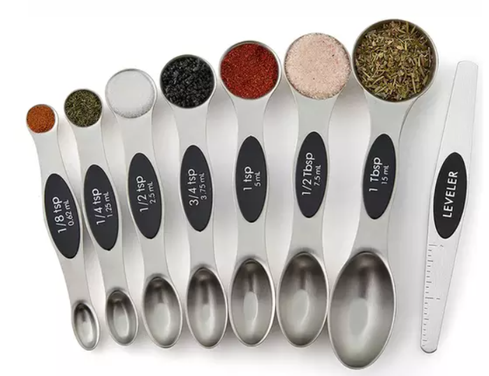 8-Pack Stainless Steel Magnetic Measuring Spoons