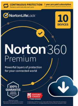 Norton 360 Premium 2021 Antivirus Software: 1-Year / 10 Devices