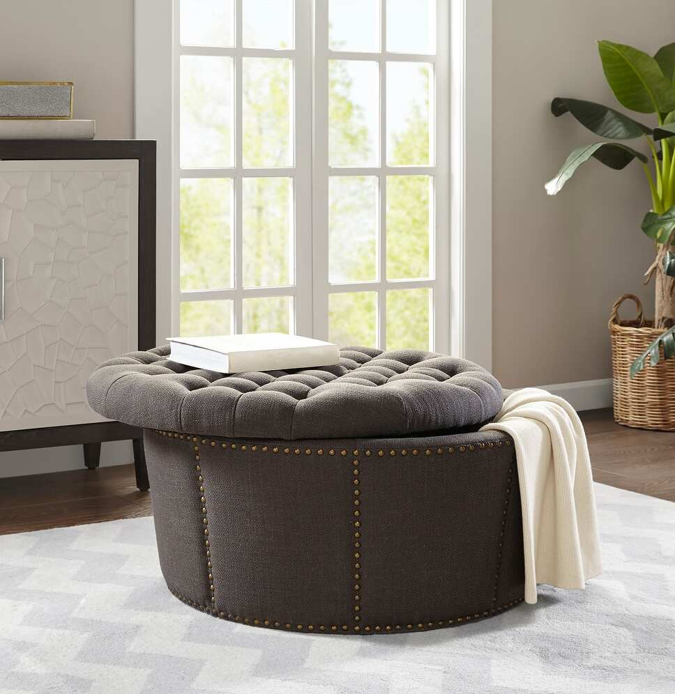 Tufted Round Storage Ottoman