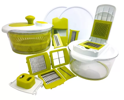 MegaChef 10-in-1 Multi-Use Salad Spinning Slicer, Dicer & Chopper