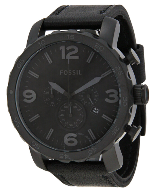 Fossil Nate Chronograph Black Dial Ion-Plated Men's Watch