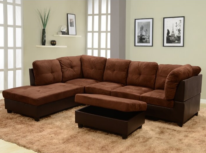 Hand Facing Sofa & Chaise w/ Ottoman